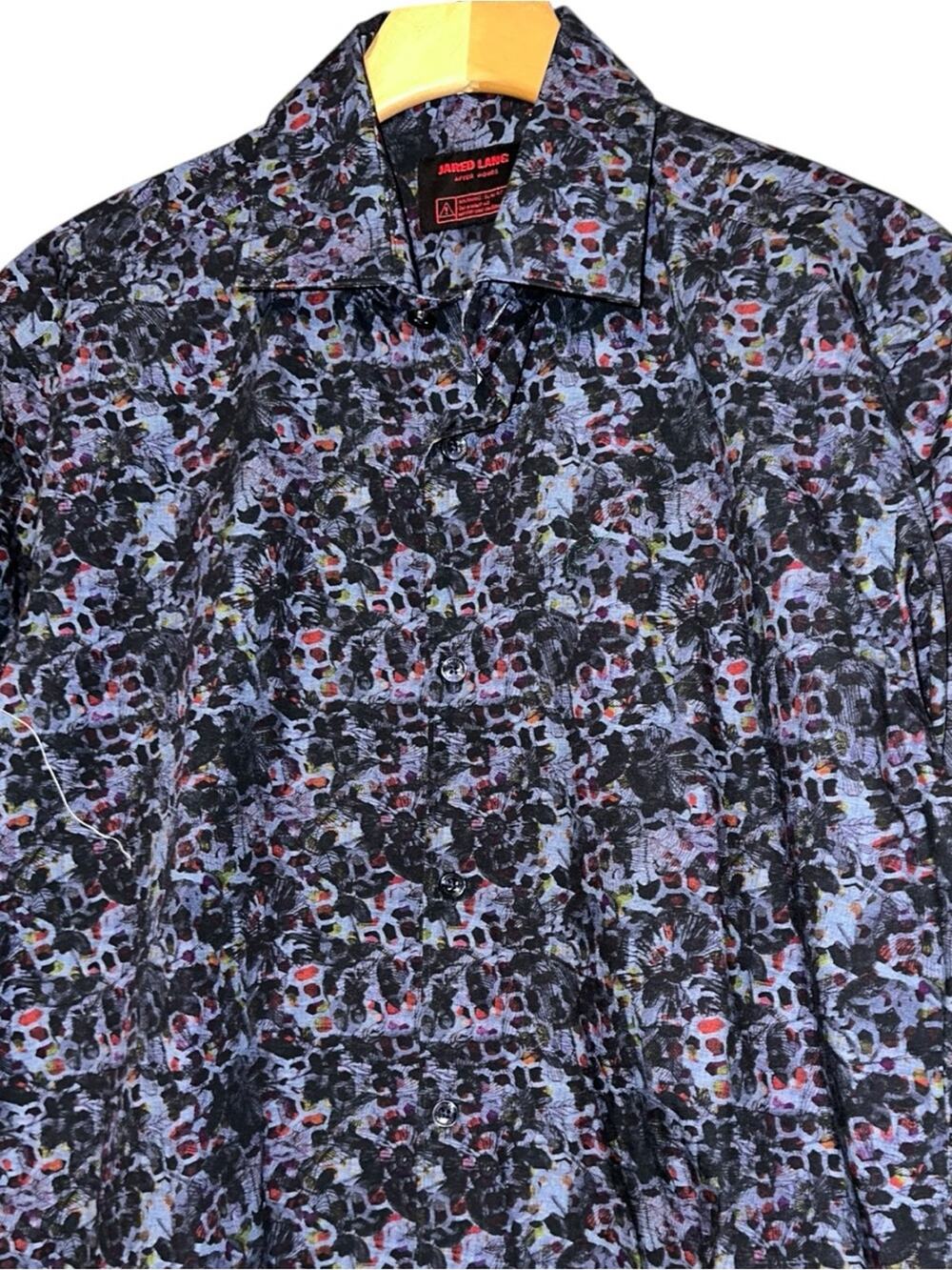 Jared Lang Men’s Size M Black Multicolor Abstract Print Button Down Shirt